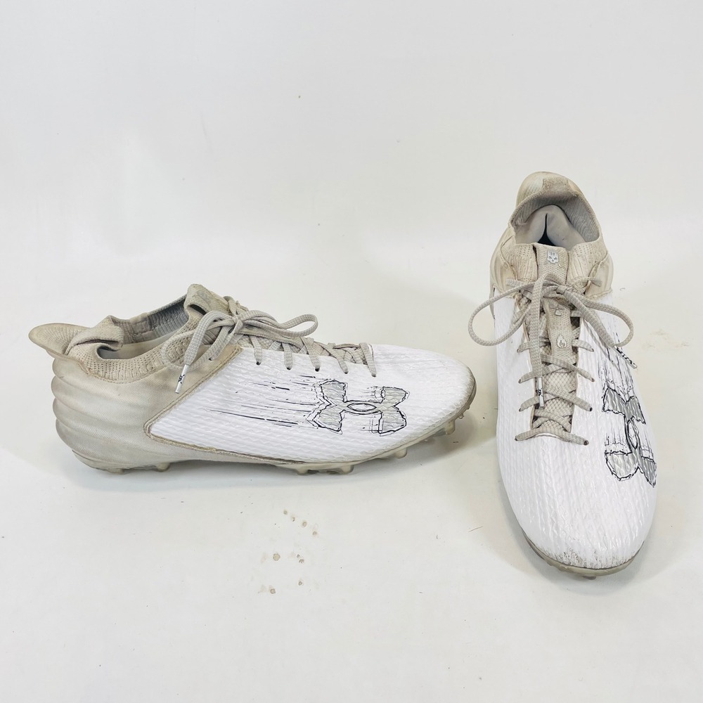Under Armour Blur Smoke 2.0 MC Football Cleats White Silver 3026330-101 Mens 12